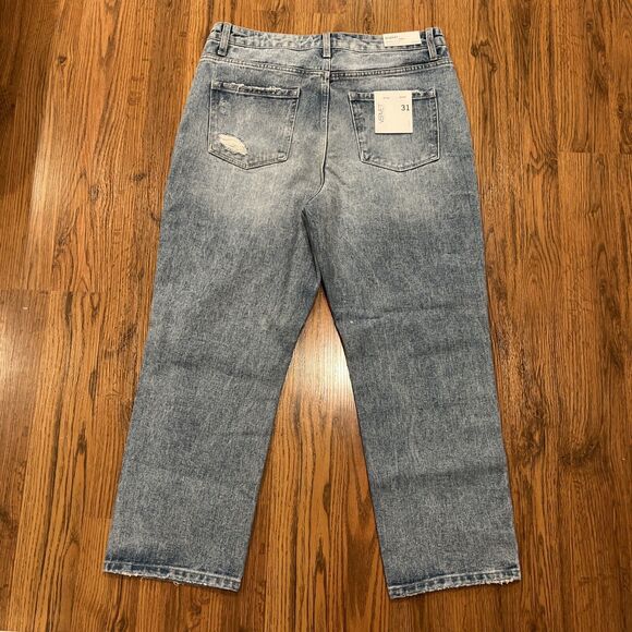 Vervet Beverly Jeans Women 31 Super High Rise Distressed Straight Button Fly New - Picture 8 of 8